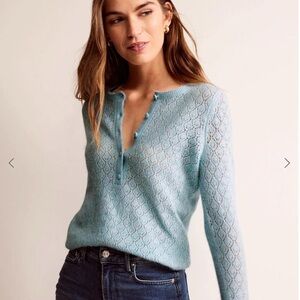 Boden Fluffy Henley Pointelle Jumper
